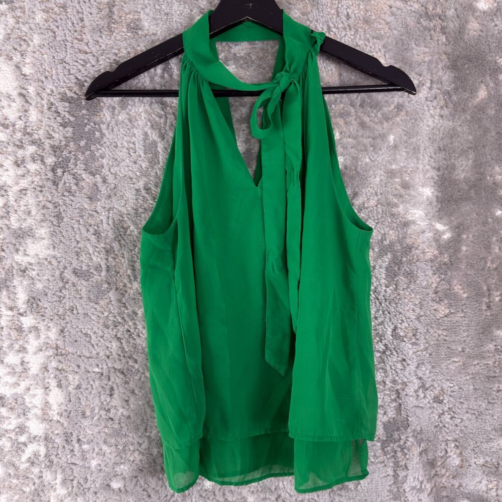 Banana Republic Petite Size PXS Minimalist Keyhole Tie‎ Sleeveless Top Green